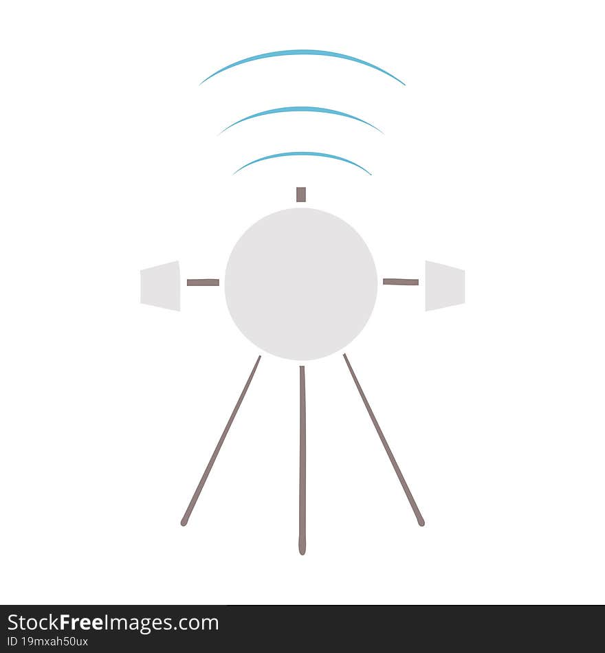 Flat Color Retro Cartoon Satellite