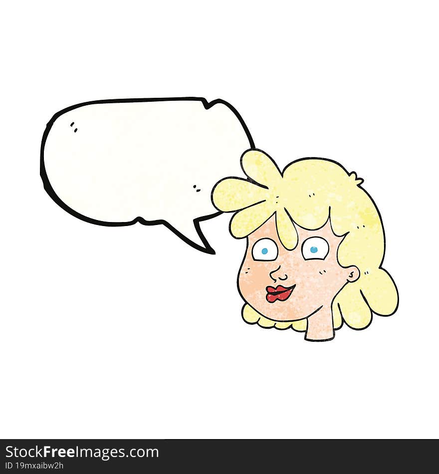 speech bubble textured cartoon female face