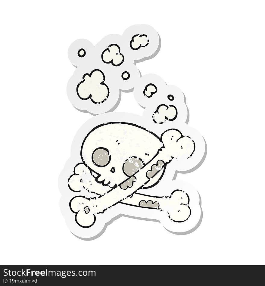 retro distressed sticker of a cartoon old pile of bones