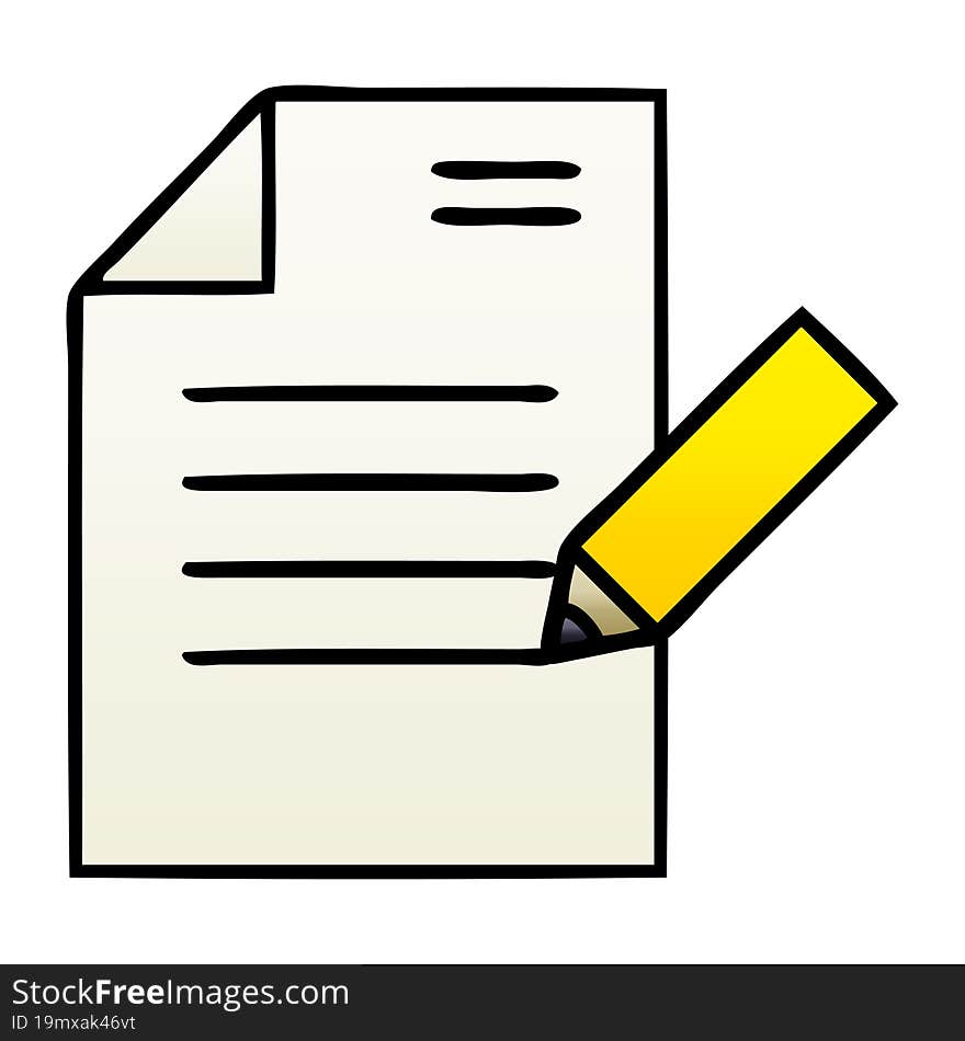 gradient shaded cartoon of writing a document