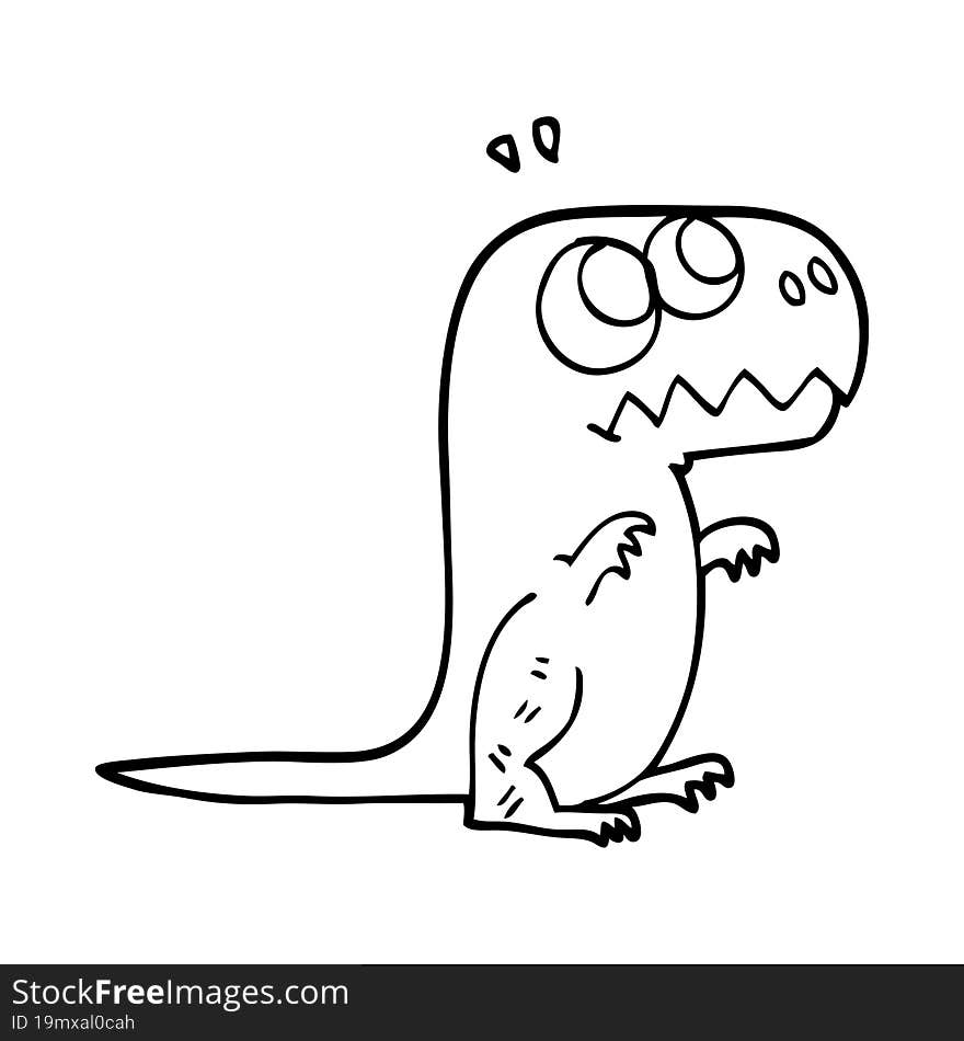 Line Drawing Cartoon Roaring T Rex