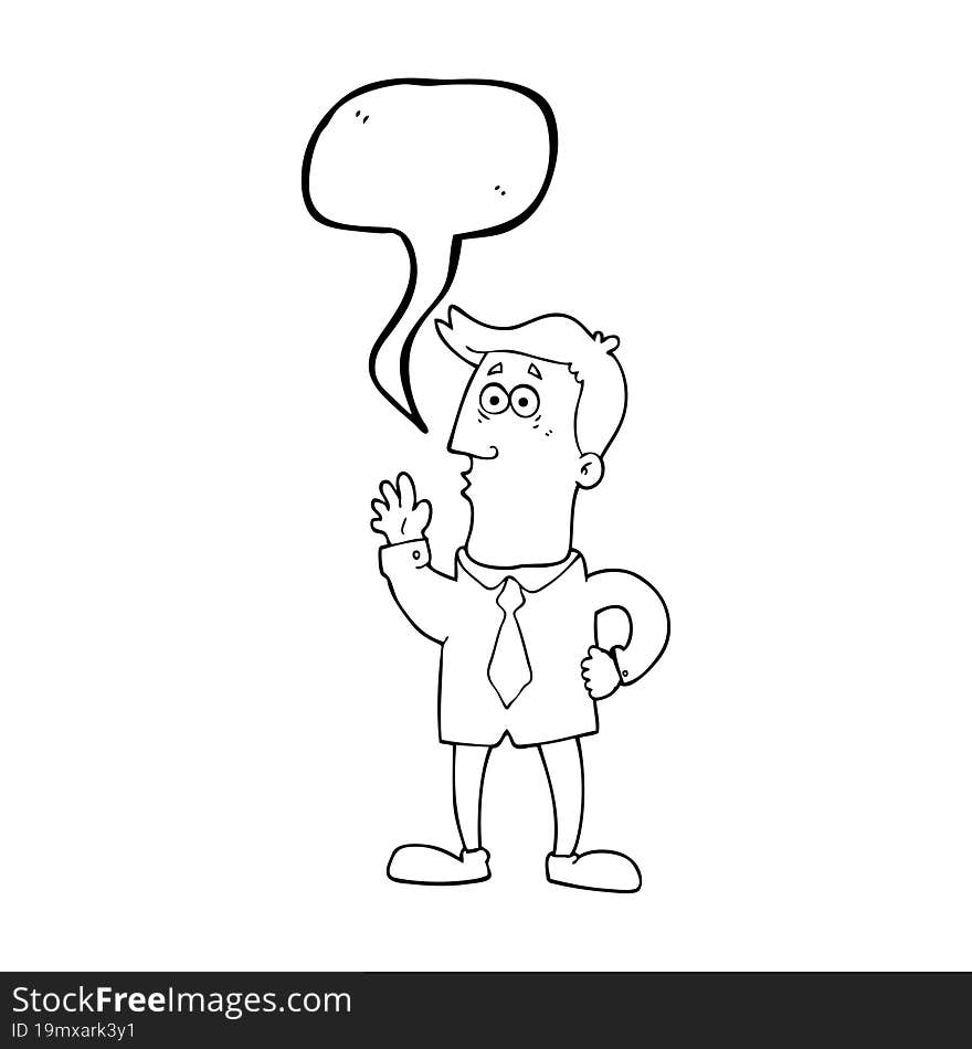 freehand drawn speech bubble cartoon businessman