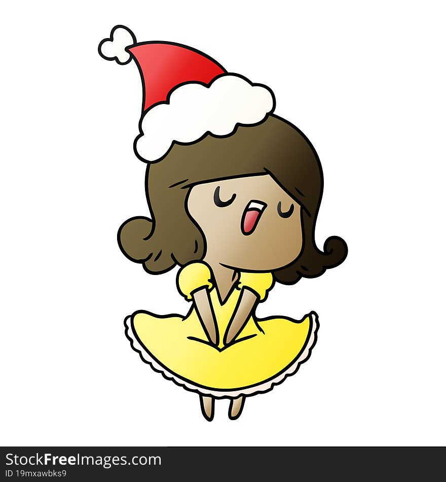 christmas gradient cartoon of kawaii girl