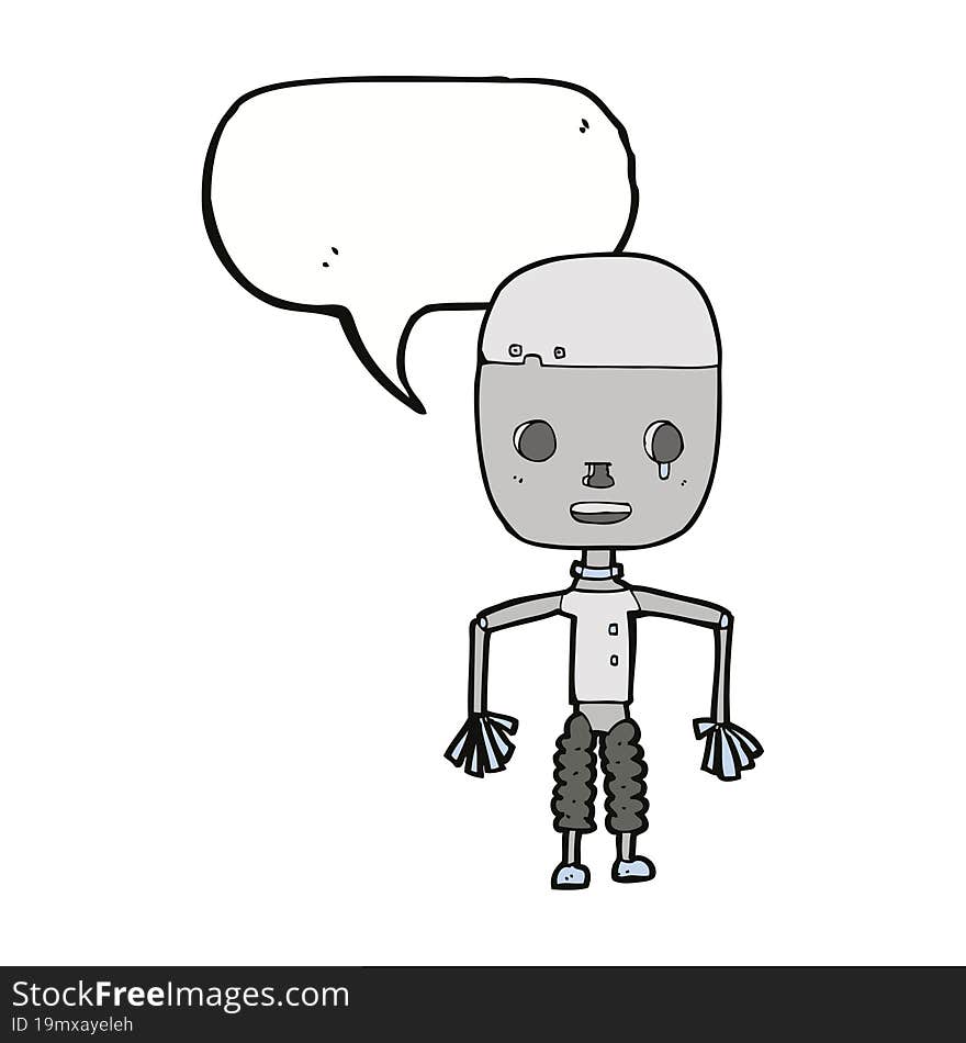 cartoon robot with speech bubble