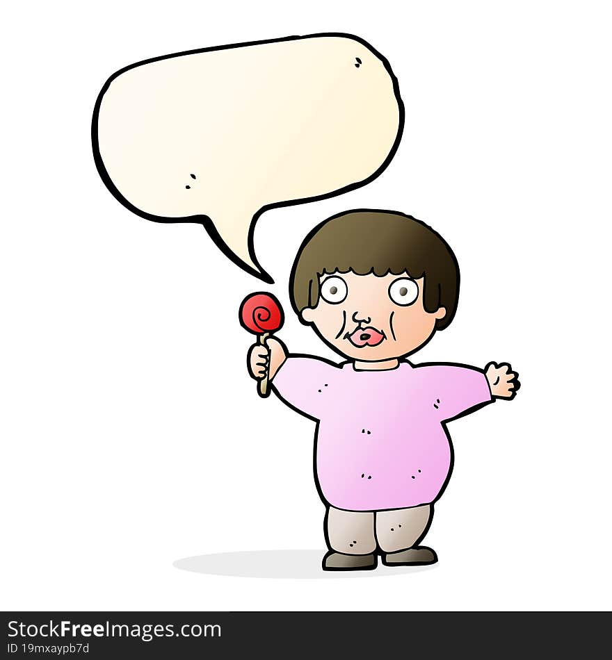 cartoon fat child with speech bubble