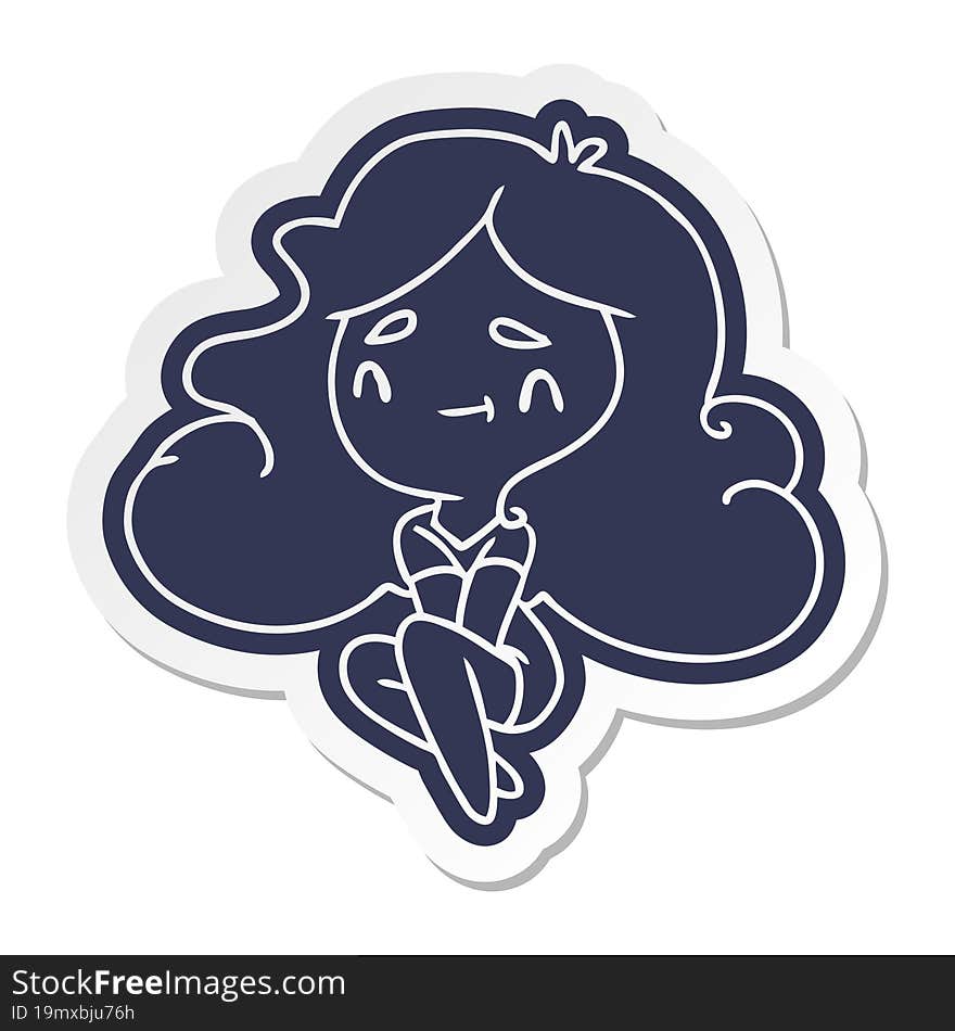 cartoon sticker of a cute kawaii girl