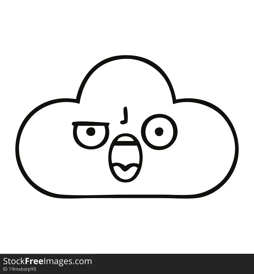 line drawing cartoon snow cloud