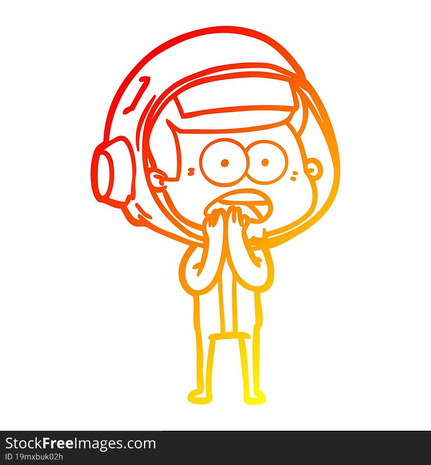 warm gradient line drawing cartoon surprised astronaut