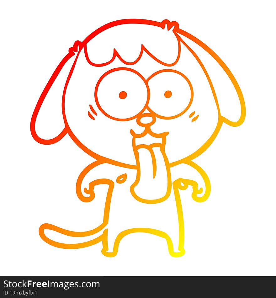 Warm Gradient Line Drawing Cute Cartoon Dog