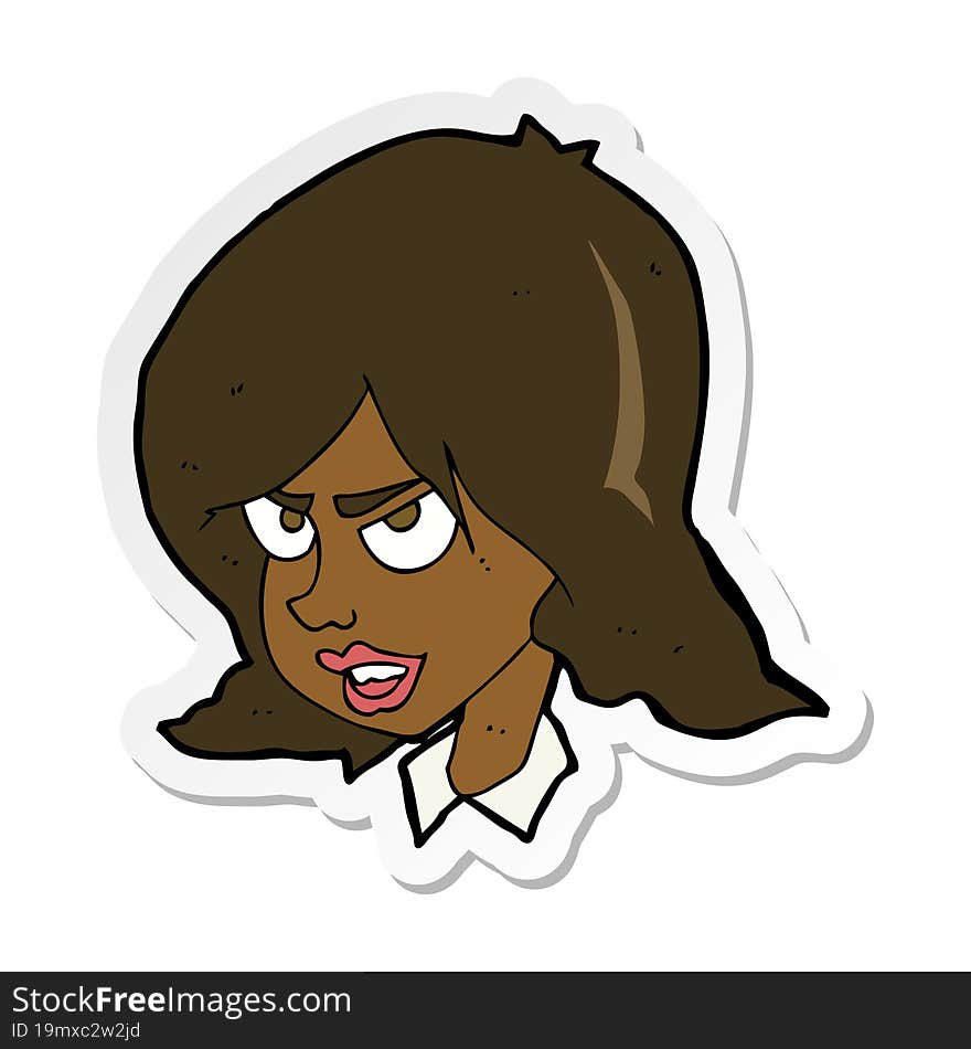 sticker of a cartoon annoyed woman