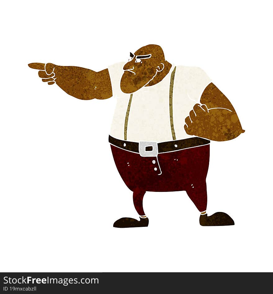 cartoon angry tough guy pointing