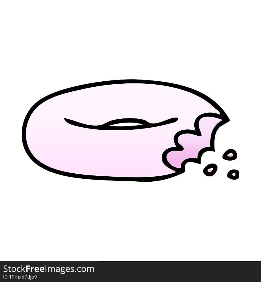 quirky gradient shaded cartoon bitten donut