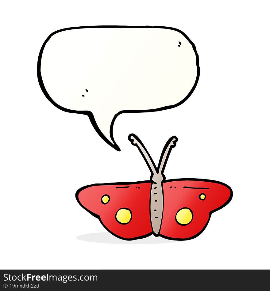 cartoon butterfly symbol with speech bubble