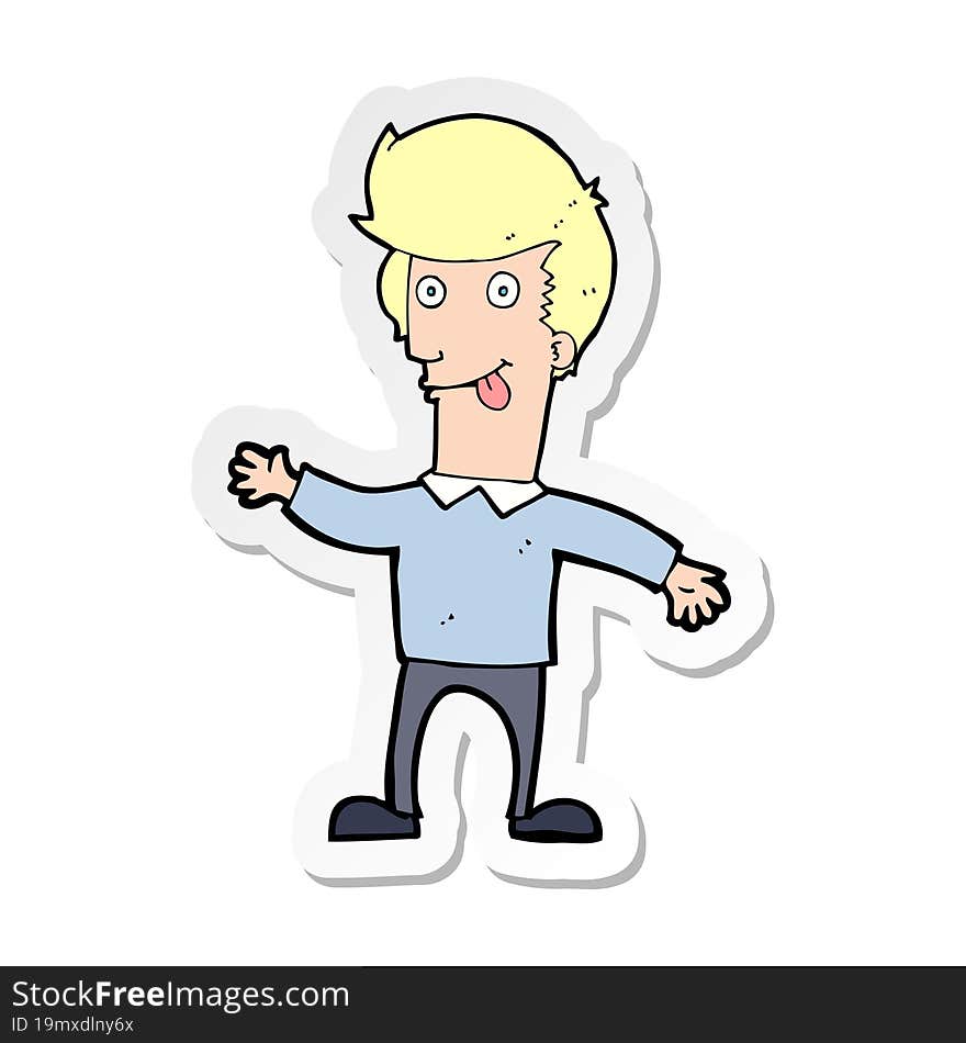 Sticker Of A Cartoon Man Sticking Out Tongue