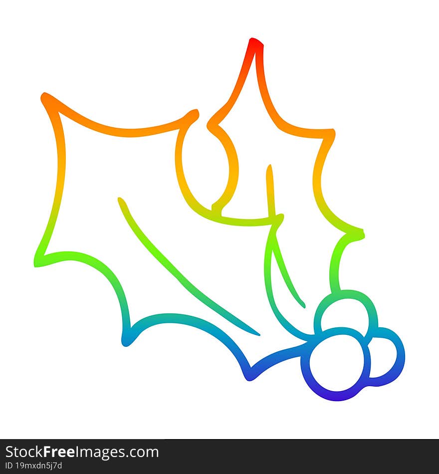 Rainbow Gradient Line Drawing Cartoon Holly