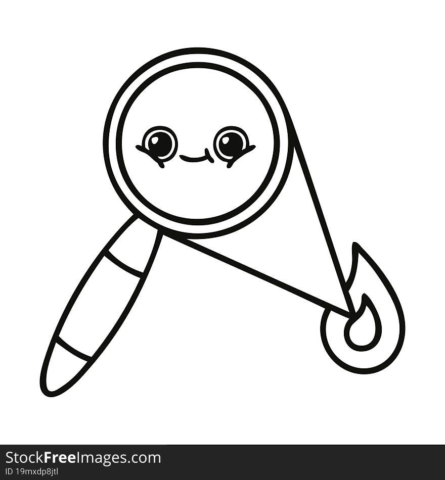 line drawing cartoon of a magnifying glass