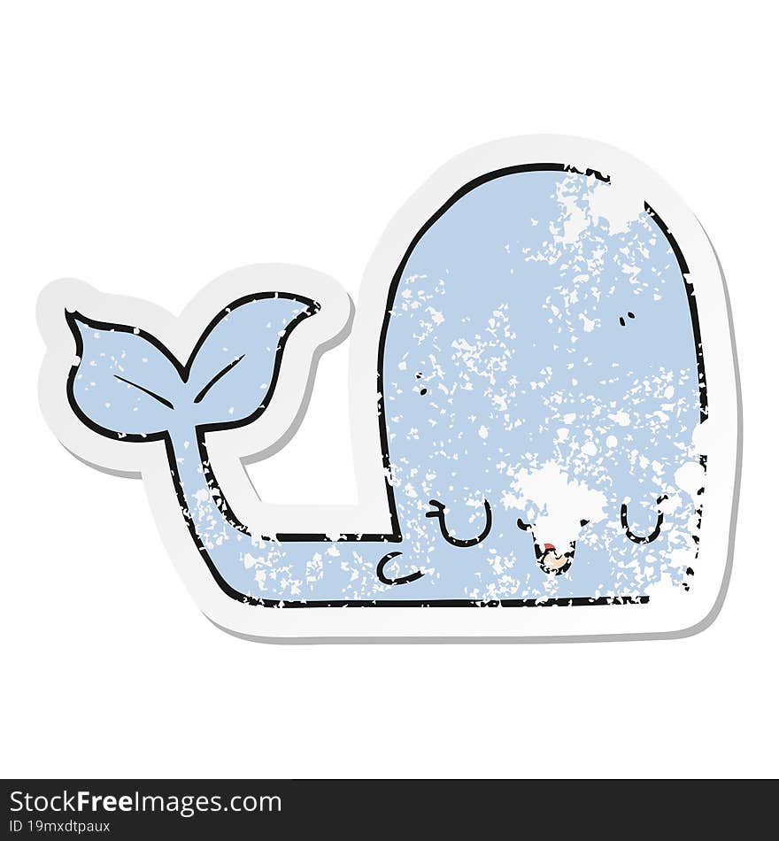 distressed sticker of a cartoon happy whale