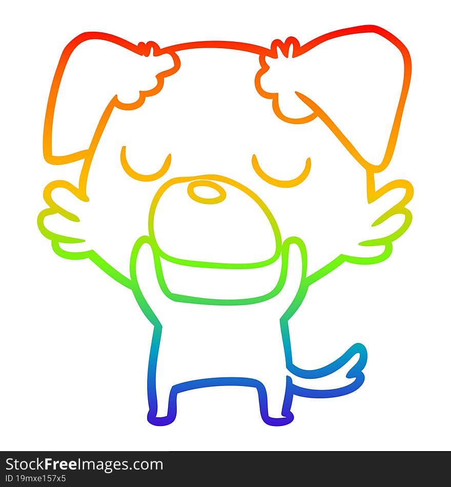 Rainbow Gradient Line Drawing Cartoon Dog