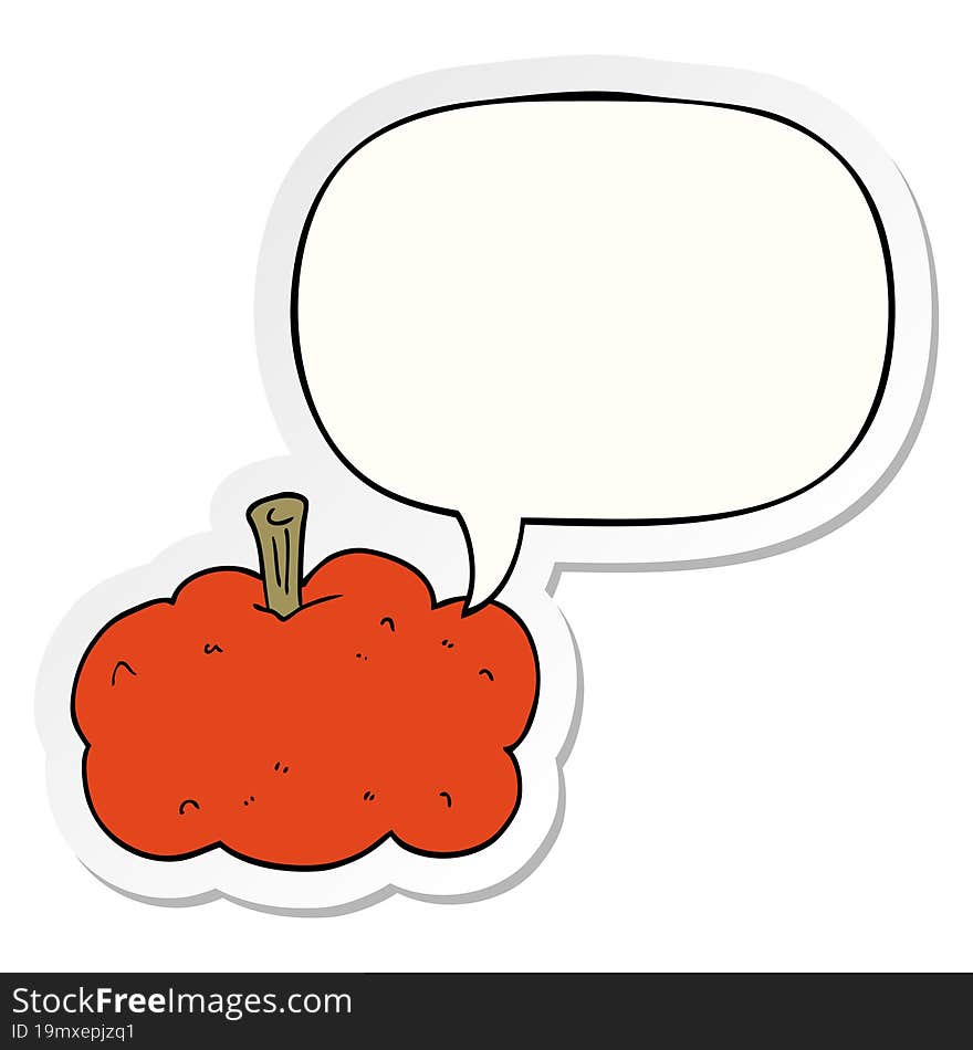 cartoon pumpkin and speech bubble sticker