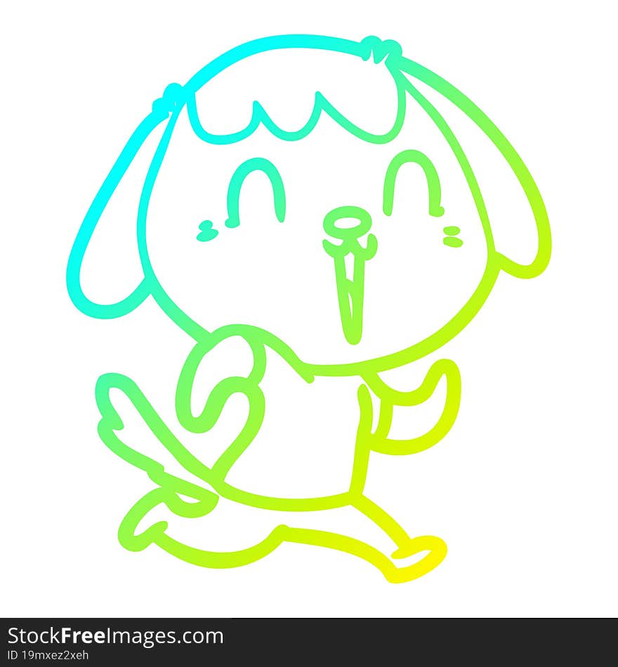 cold gradient line drawing of a cute cartoon dog