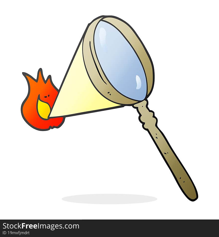 cartoon magnifying glass burning