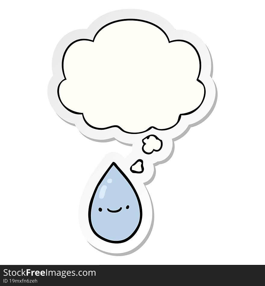 cartoon raindrop with thought bubble as a printed sticker