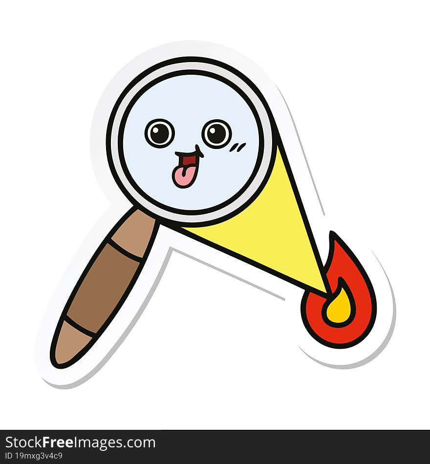 Sticker Of A Cute Cartoon Magnifying Glass