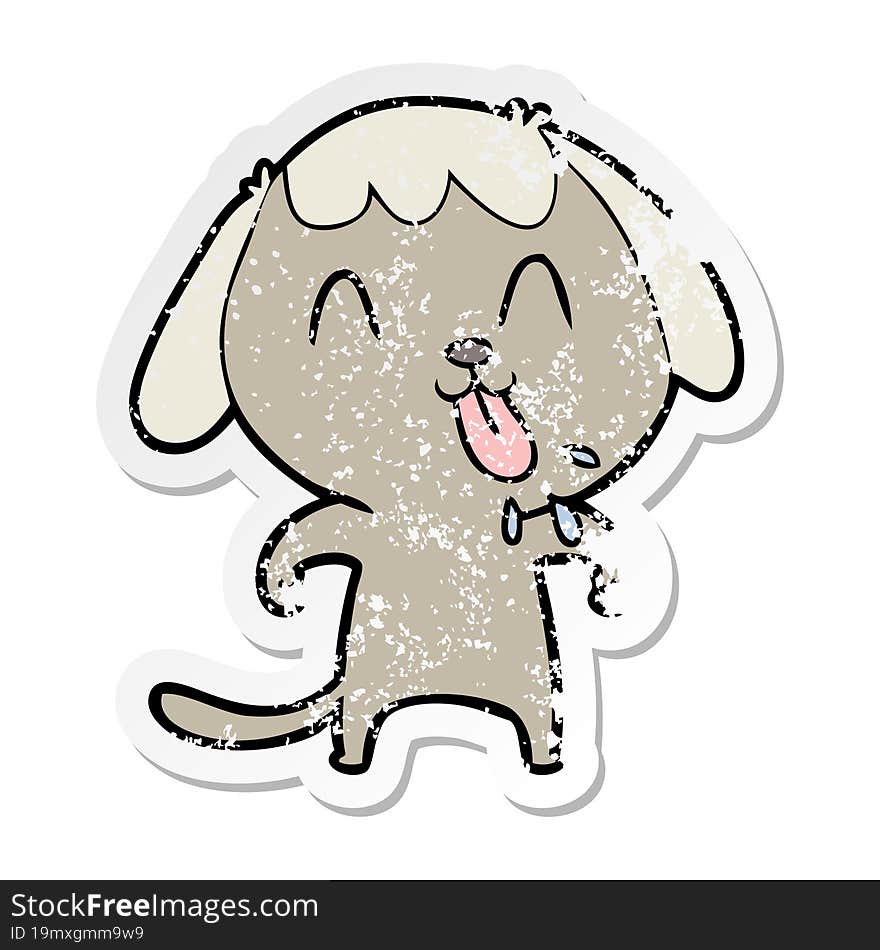 Distressed Sticker Of A Cute Cartoon Dog