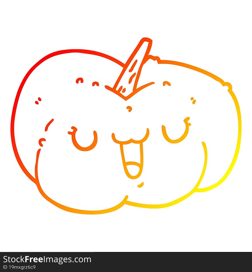 warm gradient line drawing cartoon pumpkin