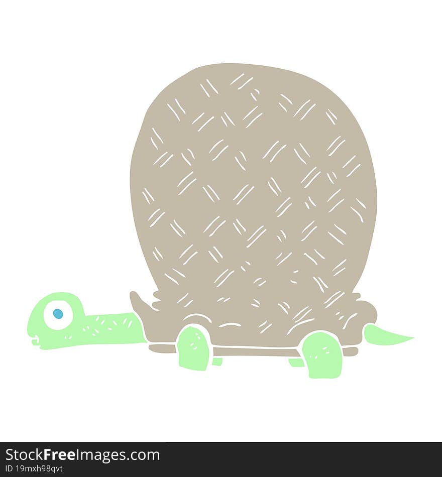 Flat Color Illustration Of A Cartoon Tortoise