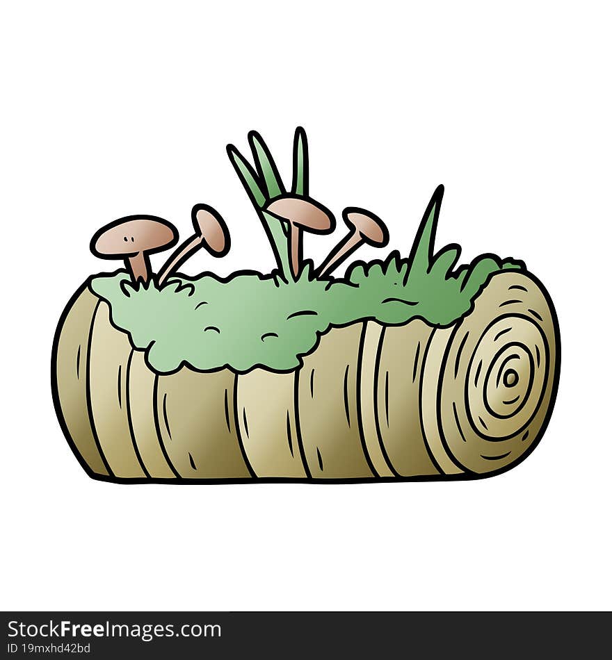 cartoon old log with mushrooms. cartoon old log with mushrooms