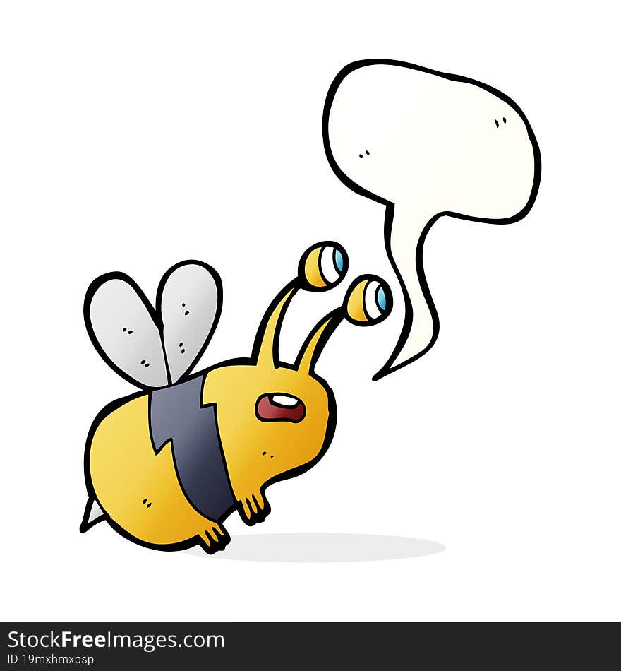 cartoon frightened bee with speech bubble