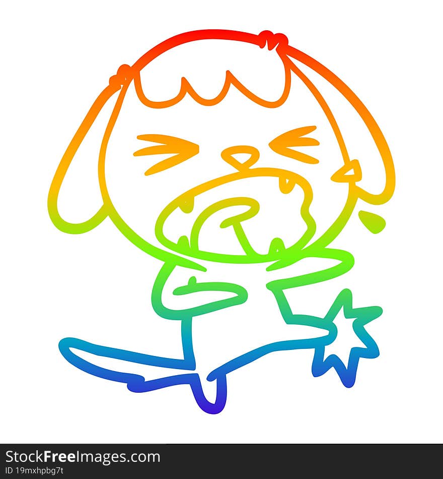 rainbow gradient line drawing cute cartoon dog barking