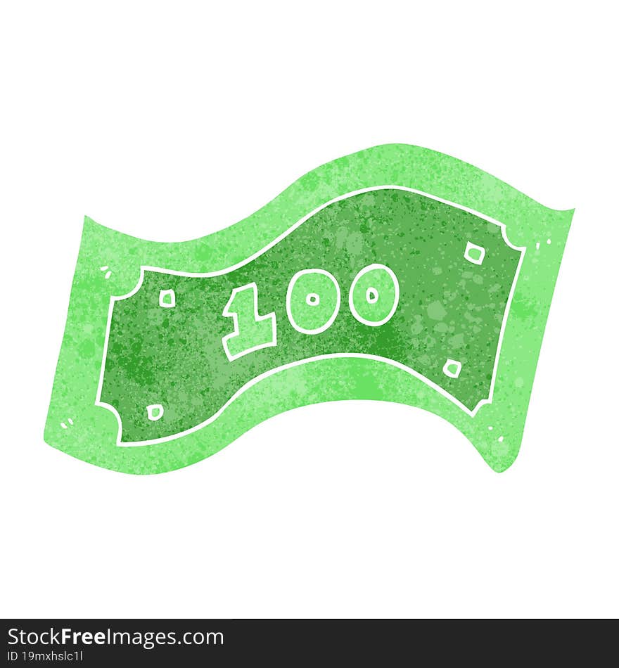 retro cartoon 100 dollar bill