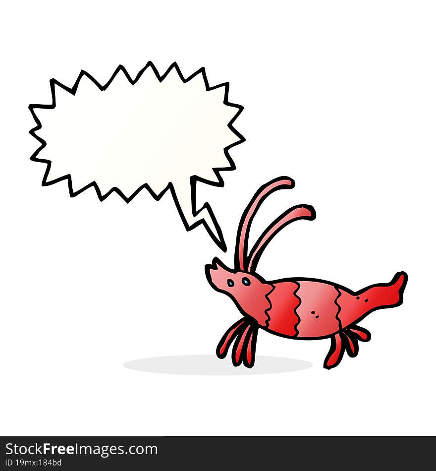 cartoon shrimp with speech bubble