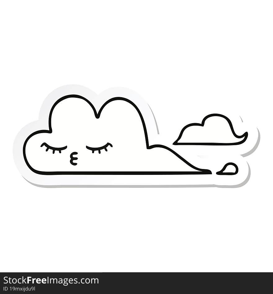 sticker of a cute cartoon white cloud