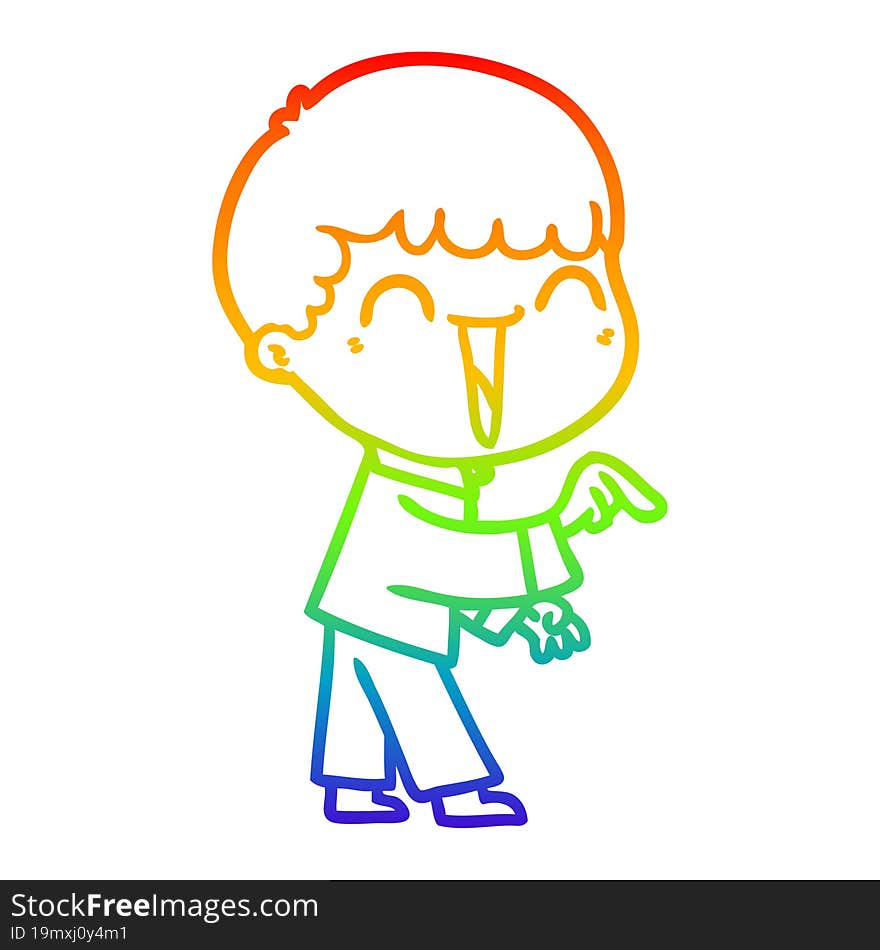 rainbow gradient line drawing of a cartoon happy man