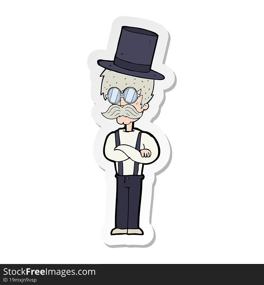 Sticker Of A Cartoon Man Wearing Hat