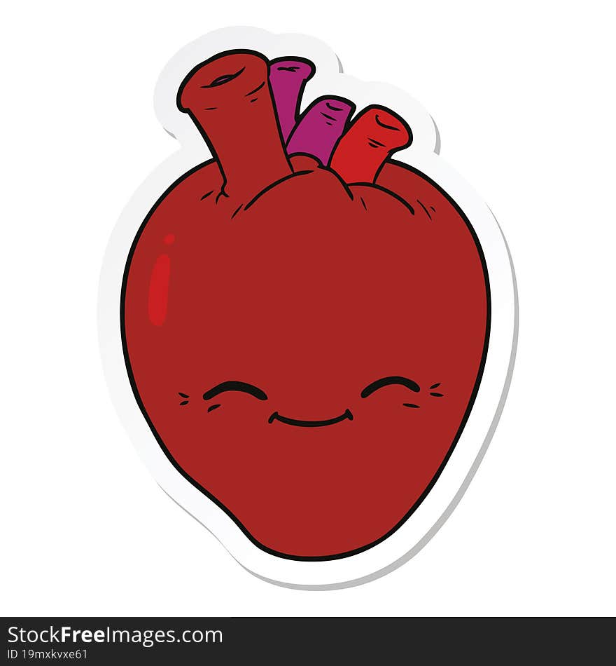 sticker of a cartoon happy heart