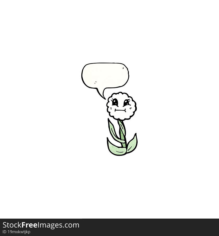 cartoon flower with speech bubble