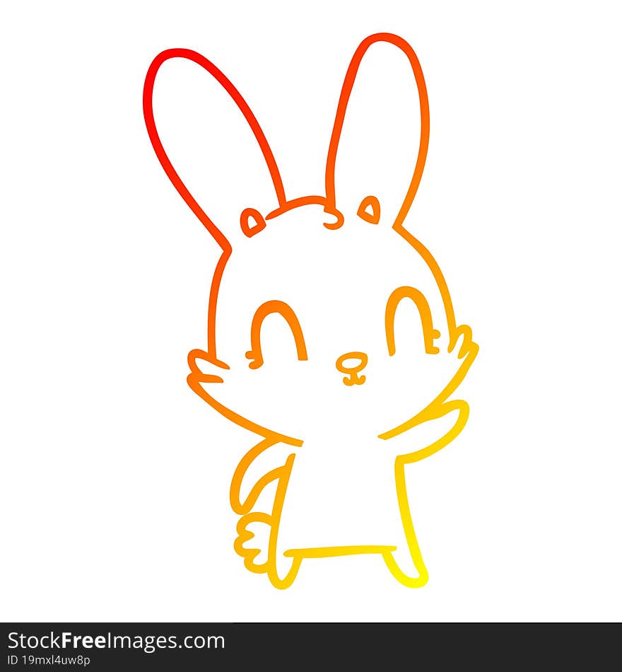 Warm Gradient Line Drawing Cute Cartoon Rabbit