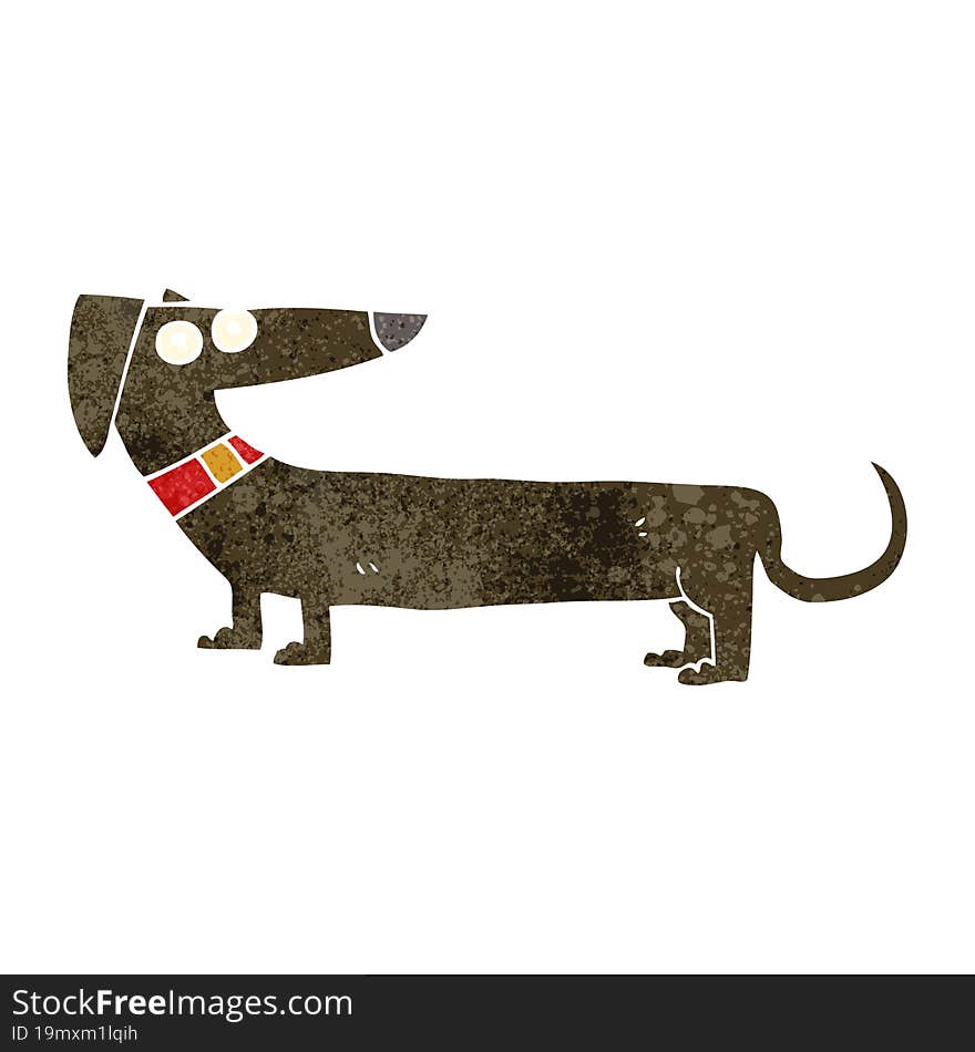 retro cartoon sausage dog