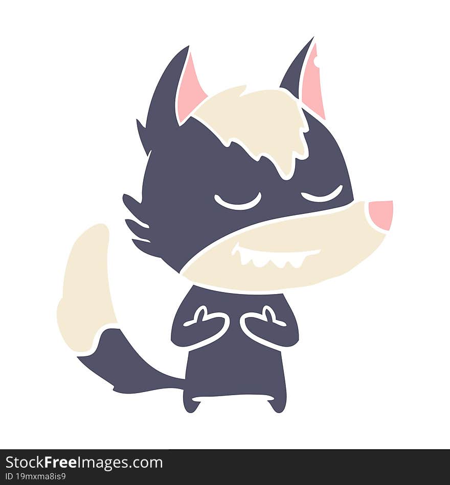 friendly flat color style cartoon wolf