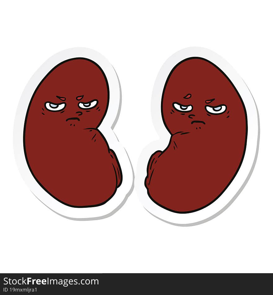 sticker of a cartoon irritated kidneys