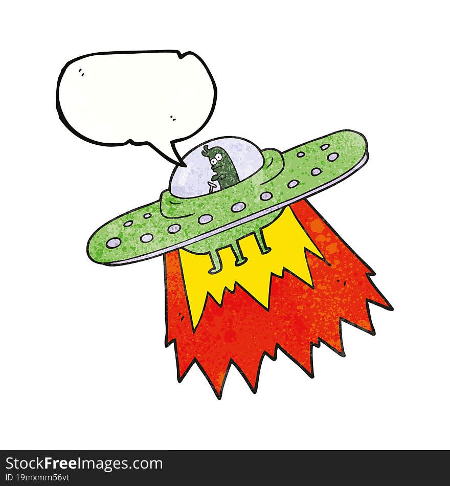 speech bubble textured cartoon ufo