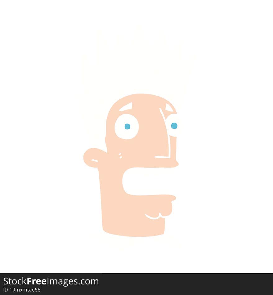 flat color illustration of a cartoon shocked man