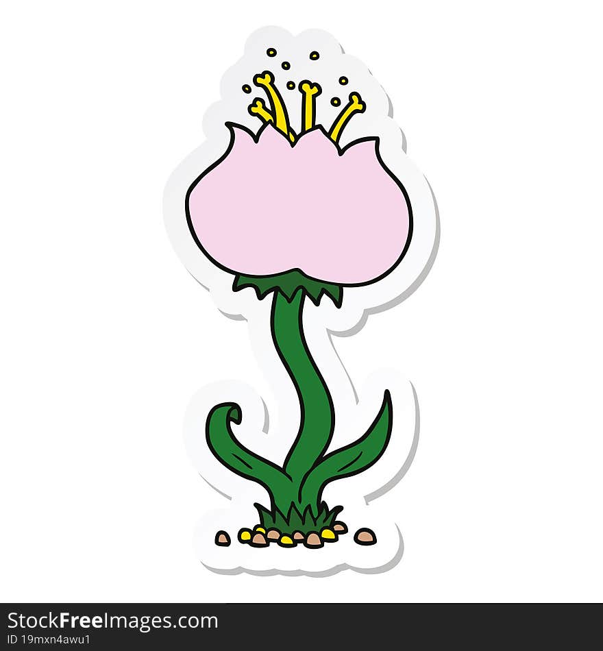 sticker of a cartoon exotic flower