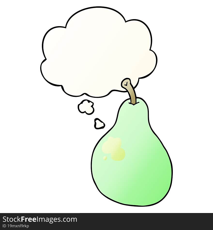 cartoon pear and thought bubble in smooth gradient style