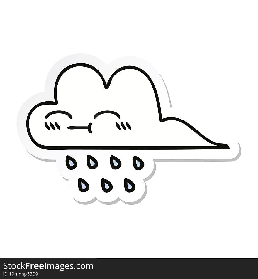 sticker of a cute cartoon rain cloud