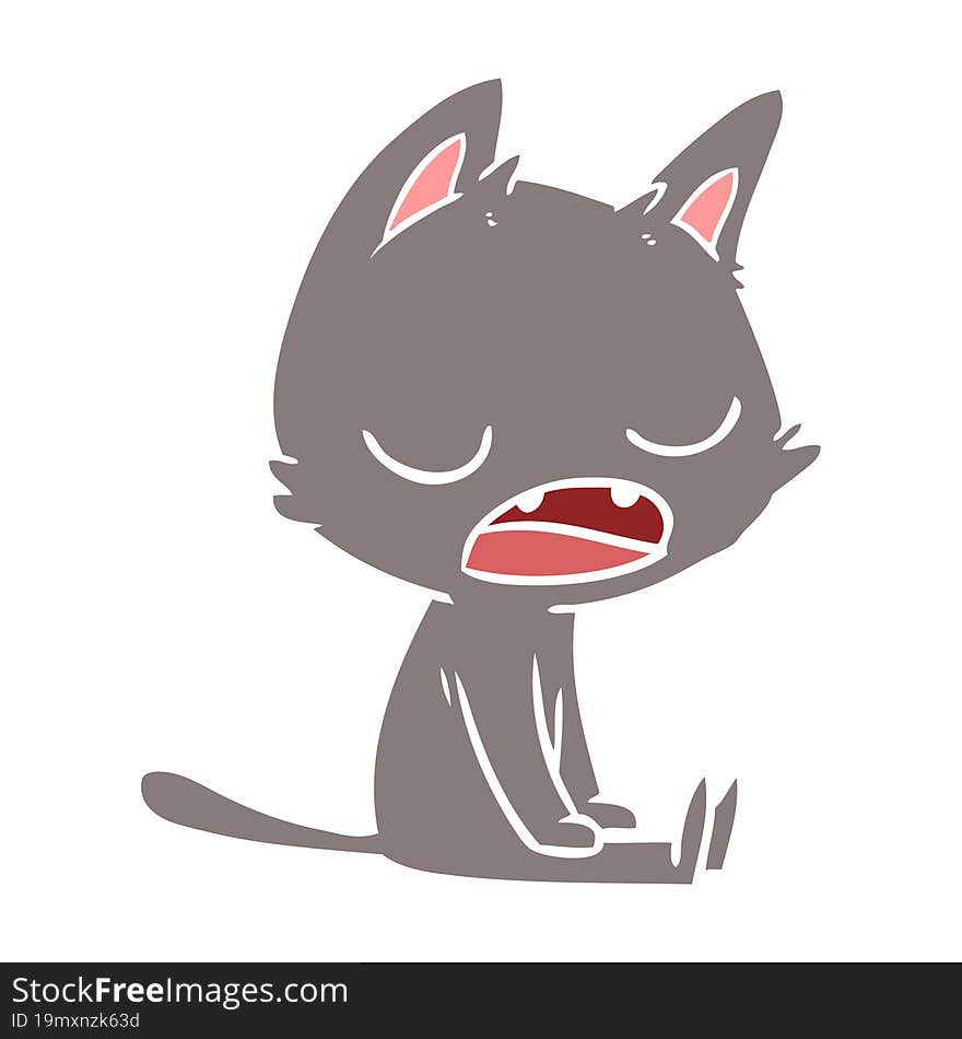 Talking Cat Flat Color Style Cartoon